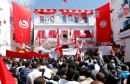Secretary General of the Tunisian General Labour Union (UGTT) Noureddine Taboubi gives a speech during a rally to mark International Workers' Day, or Labour Day, in Tunis